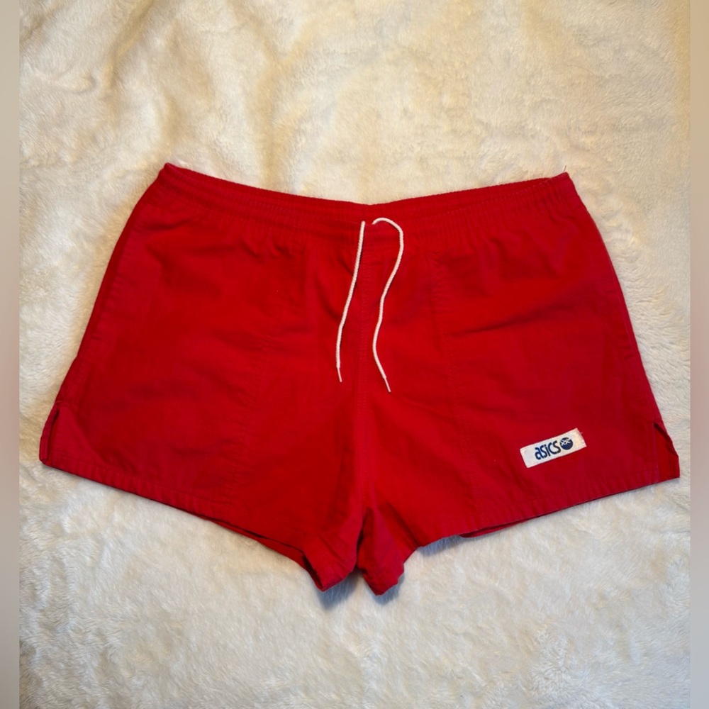 VINTAGE 80s Men’s ASICS Red Track Shorts with Drawstring